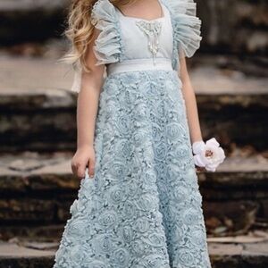 Dollcake Light Blue Floral A-Line Skirt